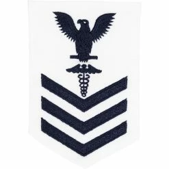 Flash Sale 🤩 Vanguard NAVY RATE BADGE E-6 HOSPITALMAN BLUE ON WHITE CERTIFIED NAVY TWILL FEMALE ✔️